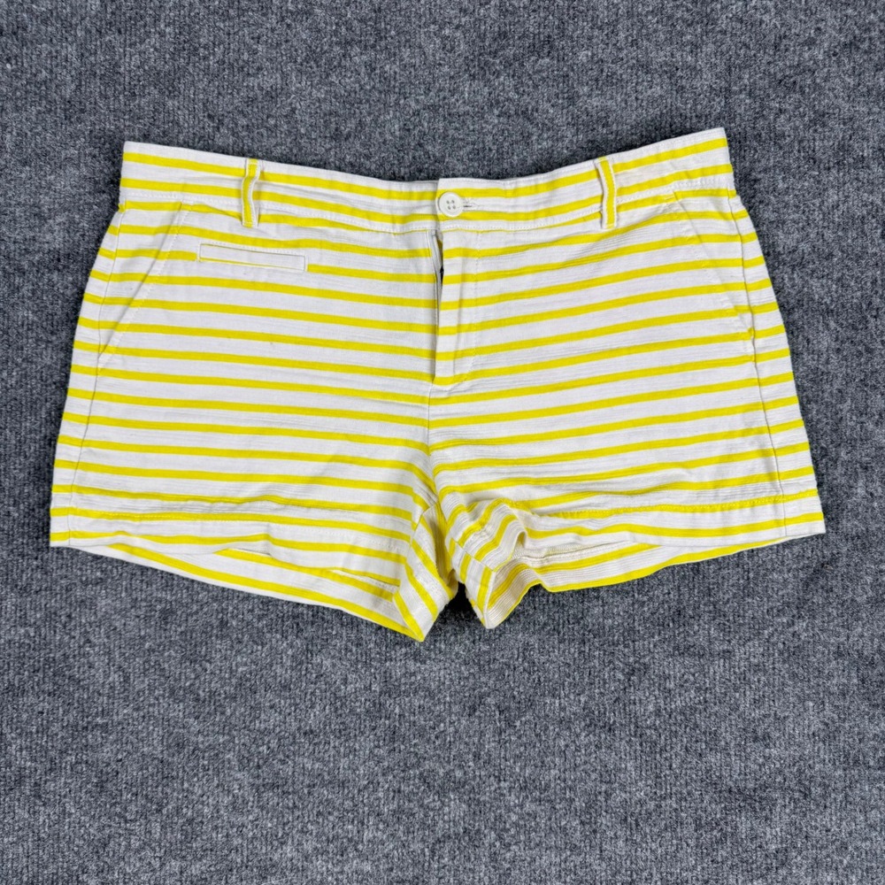 Gap Shorts Womens Size 6 Yellow White Striped Casual Summer Cotton Blend